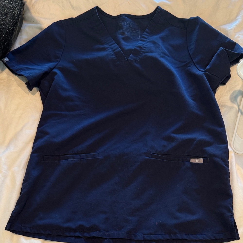 Figs Deep Blue V-Neck Scrub Top